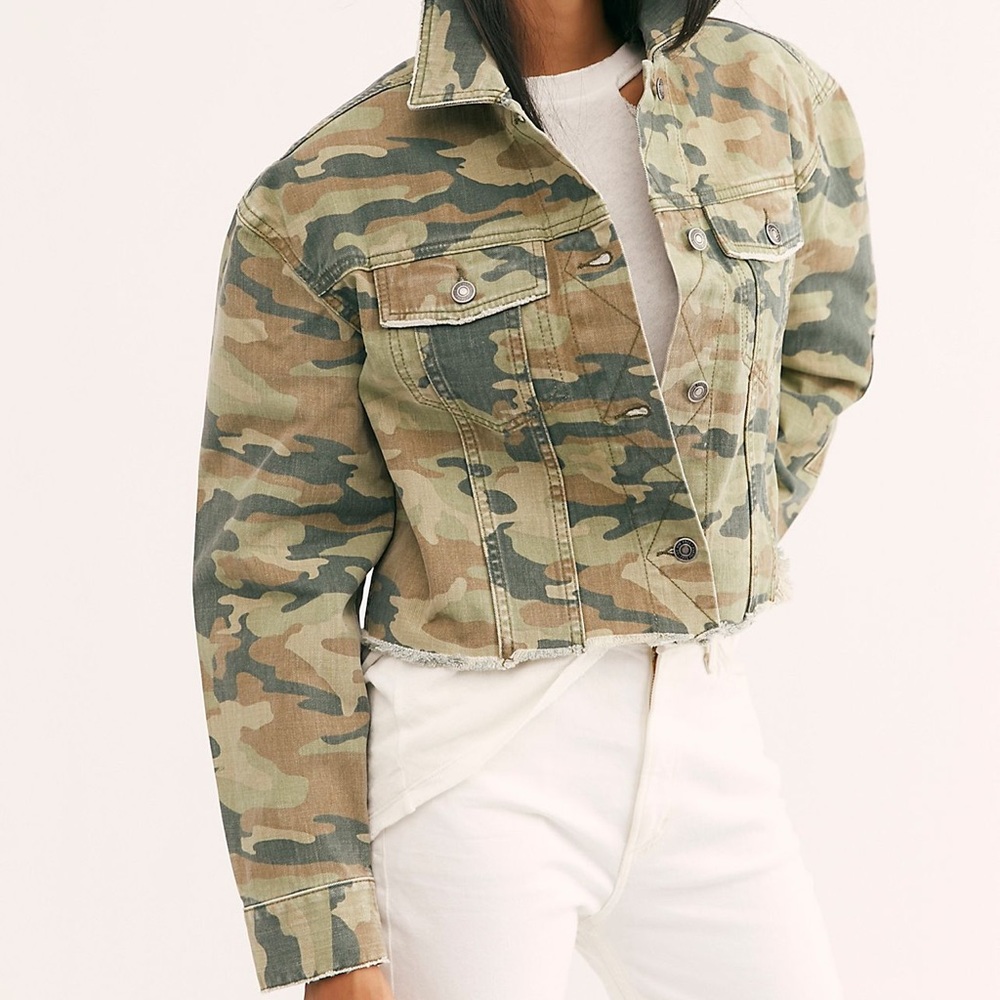 Cami Printed Cropped Denim Jacket